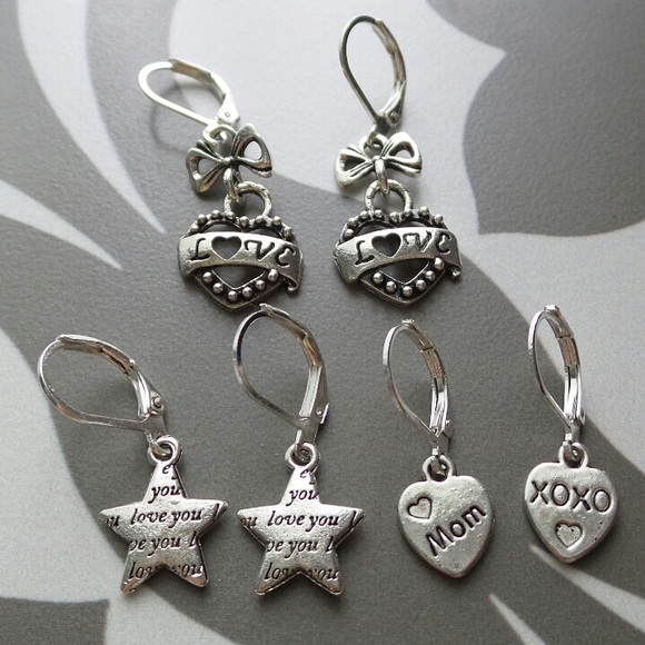 3 Pairs, Tibet Silver Lever Back Earrings - Picture 2 of 8